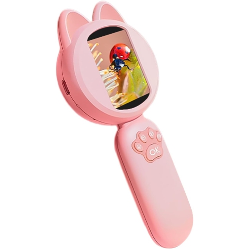 Children's portable digital microscope - 30W pixels, 2-inch HD screen, 8 LED lights, manual focus, adjustable magnification, support photo taking