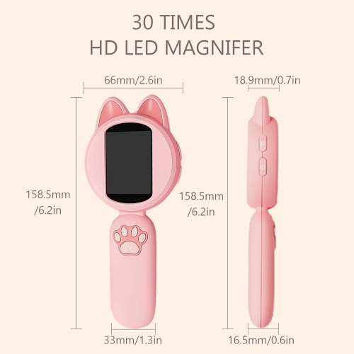 Children's portable digital microscope - 30W pixels, 2-inch HD screen, 8 LED lights, manual focus, adjustable magnification, support photo taking