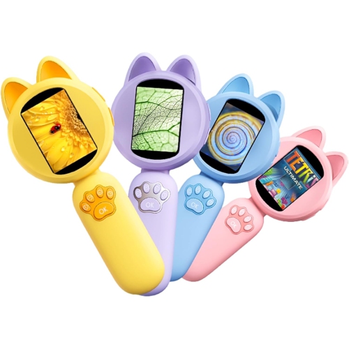 Children's portable digital microscope - 30W pixels, 2-inch HD screen, 8 LED lights, manual focus, adjustable magnification, support photo taking