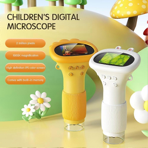 Microscope portatif HD 1000x – Écran IPS de 2&nbsp;po/gradation 8LED/observation en temps réel par ordinateur Outil d'exploration scientifique pour