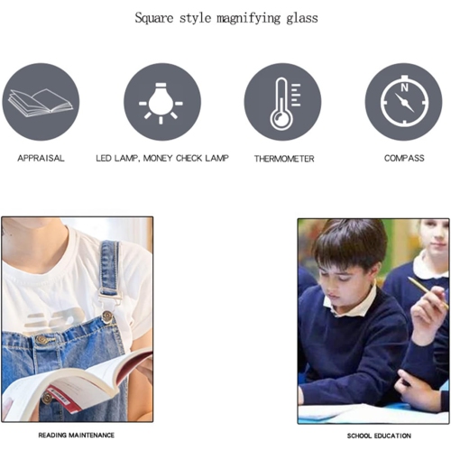 LED foldable eye protection magnifier - 4x HD lens + 10 dimming LEDs Portable reading/observation artifact HD magnifier for elderly/children