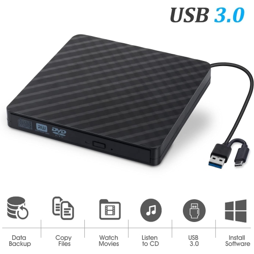 USB external DVD burner laptop external mobile optical drive portable optical disc burning drive - black
