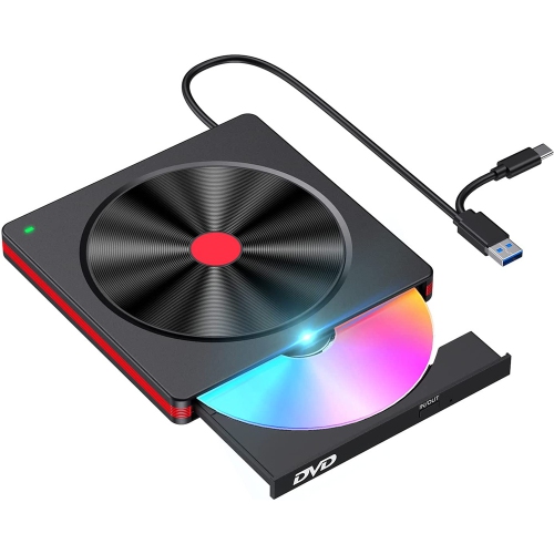Graveur de disque optique externe USB Lecteur/graveur de CD/DVD portatif Compatible avec les ordinateurs de bureau et les portables Prêt à l'emploi