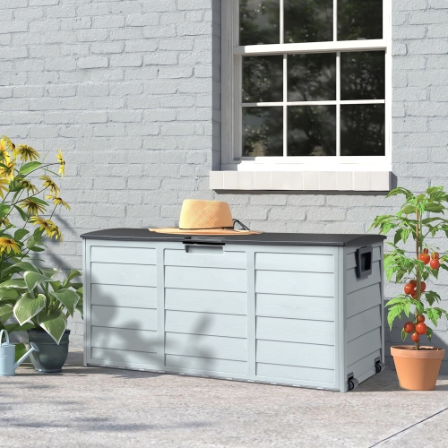 Karl Home 75 Gallons Plastic Outdoor Deck Box with Wheels
