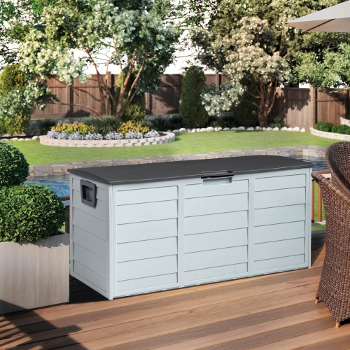 Karl Home 75 Gallons Plastic Outdoor Deck Box with Wheels