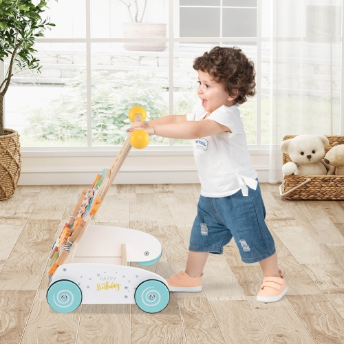 Chariot à crème glacée en bois Baby Walker de Costway avec accessoires et roues lisses