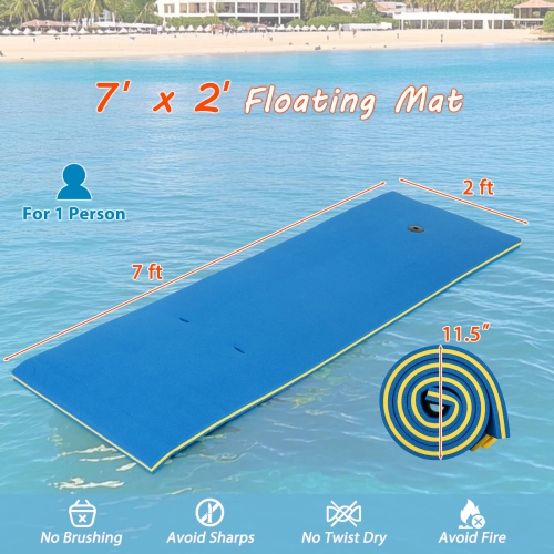 Costway 3-Layer Tear-Resistant Foam Floating Pad Island Water Sports Relaxing