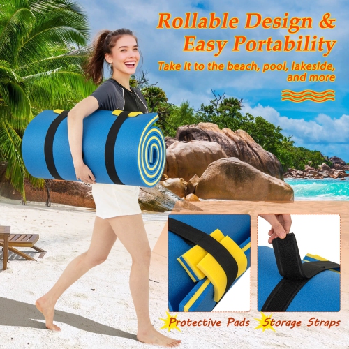 Costway 3-Layer Tear-Resistant Foam Floating Pad Island Water Sports Relaxing