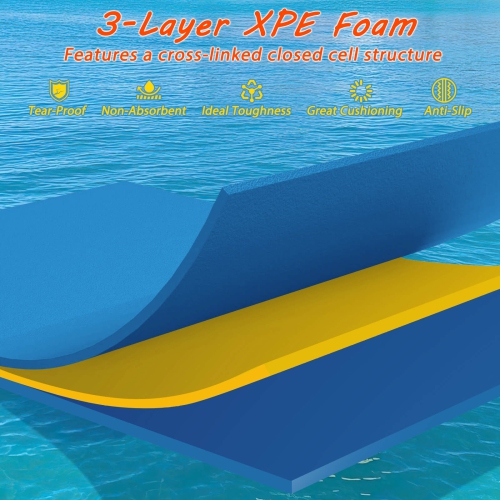 Costway 3-Layer Tear-Resistant Foam Floating Pad Island Water Sports Relaxing