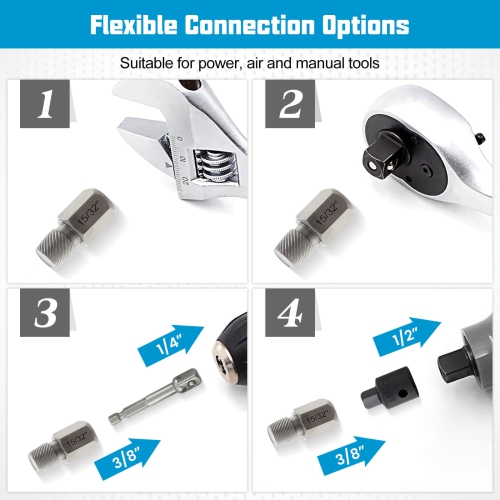 Costway 27 PCS Multi-Spline Screw Extractor Set with 3/8" Drive Hex Head Bolt Remover Blue/Orange