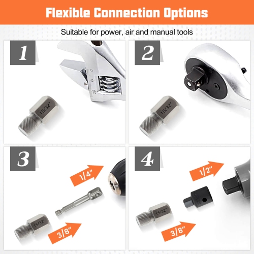 Costway 27 PCS Multi-Spline Screw Extractor Set with 3/8" Drive Hex Head Bolt Remover Blue/Orange