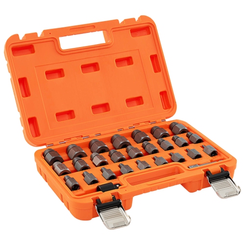 Costway 27 PCS Multi-Spline Screw Extractor Set with 3/8" Drive Hex Head Bolt Remover Blue/Orange