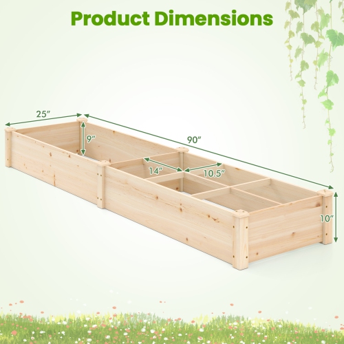 Costway Wooden Raised Garden Bed, Elevated Patio Planter with 2/7 Planting Compartments for Flower