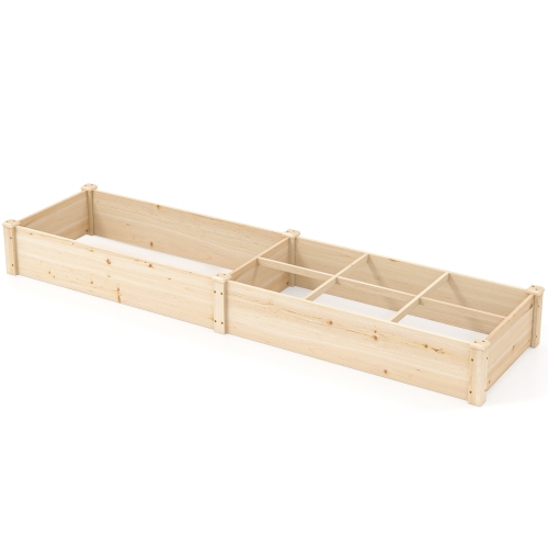 Costway Wooden Raised Garden Bed, Elevated Patio Planter with 2/7 Planting Compartments for Flower