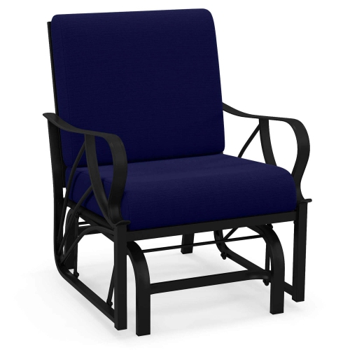 Costway Patio Rocking Chair with Cushion Heavy-Duty Metal Frame Smooth Glider Outdoor Black/Gray/Navy