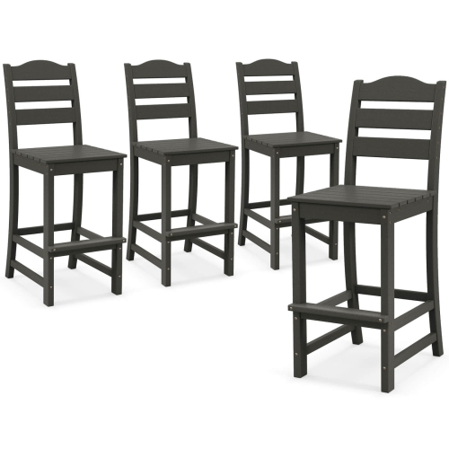 COSTWAY  Outdoor 1/4PCs HDpe Bar Stool Patio Tall Chair Backrest Footrest All Weather Gray/turquoise