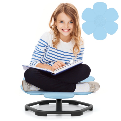 Costway Kids Sensory Swivel Chair with Non-Slip Metal Base for Autistic Kids Indoor Outdoor Blue/Red Petal