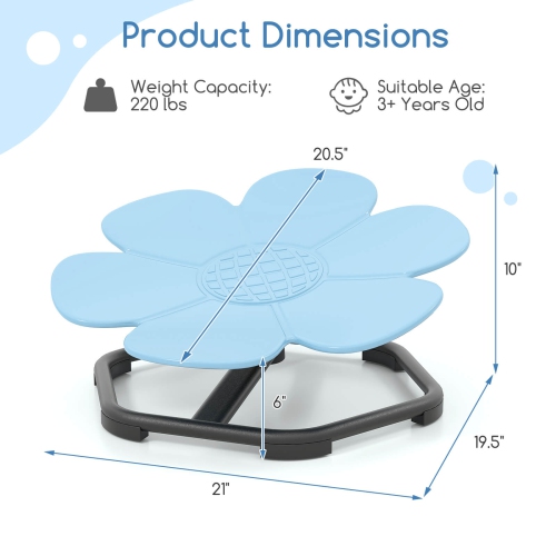 Costway Kids Sensory Swivel Chair with Non-Slip Metal Base for Autistic Kids Indoor Outdoor Blue/Red Petal