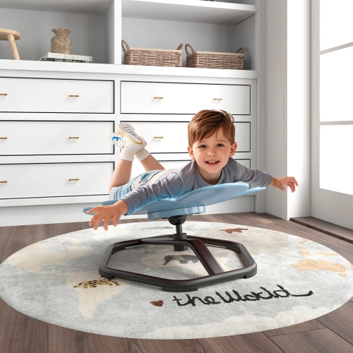 Costway Kids Sensory Swivel Chair with Non-Slip Metal Base for Autistic Kids Indoor Outdoor Blue/Red Petal