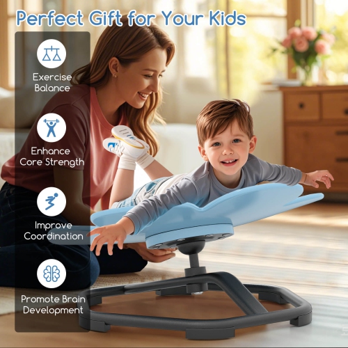 Costway Kids Sensory Swivel Chair with Non-Slip Metal Base for Autistic Kids Indoor Outdoor Blue/Red Petal