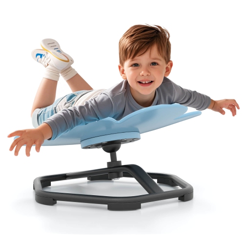 Costway Kids Sensory Swivel Chair with Non-Slip Metal Base for Autistic Kids Indoor Outdoor Blue/Red Petal