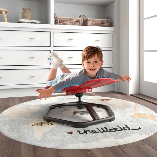 Costway Kids Sensory Swivel Chair with Non-Slip Metal Base for Autistic Kids Indoor Outdoor Blue/Red Petal