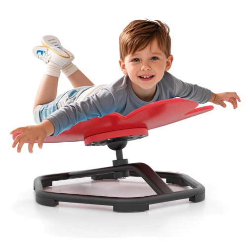 Costway Kids Sensory Swivel Chair with Non-Slip Metal Base for Autistic Kids Indoor Outdoor Blue/Red Petal