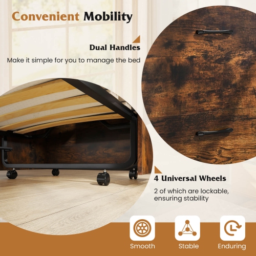 Costway Cot Size Murphy Bed with Storage Rolling Murphy Cabinet with Foldable Bed