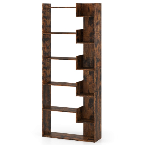 Costway 1/2 PCS 6-tier Bookshelf Tall Display Shelf with 11 Open Shelves 2 Anti-tipping Kits Black/Natural/White/Brown