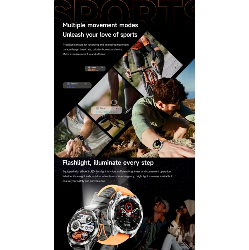 TUTT Tactical Smartwatch for Men 1.43 Dial | Compass Flashlight Chat-GPT 3TAM Waterproof | Rugged Fitness and Health Tracker | H300 Smart Watch