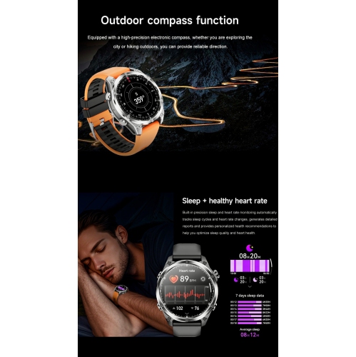 TUTT Tactical Smartwatch for Men 1.43 Dial | Compass Flashlight Chat-GPT 3TAM Waterproof | Rugged Fitness and Health Tracker | H300 Smart Watch