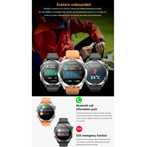 TUTT Tactical Smartwatch for Men 1.43 Dial | Compass Flashlight Chat-GPT 3TAM Waterproof | Rugged Fitness and Health Tracker | H300 Smart Watch