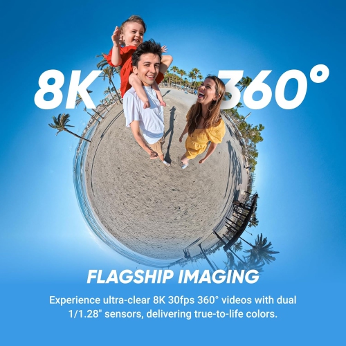 Caméra d'action étanche 8K 360 X5 d'Insta360 avec 64 Go carte mémoire d'Insta360, trousse d'accessoires 50-en-1 et plus encore
