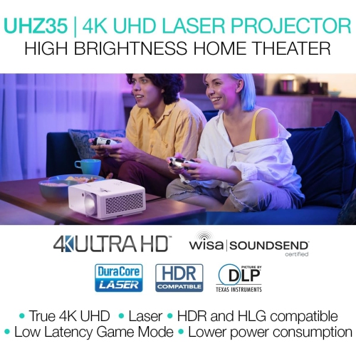 Optoma UHZ35 Projector - 4K UHD Laser Projector for Home Theater and Gaming