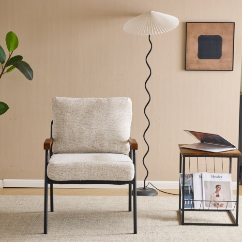 Karl Home Modern Accent Chair Armchair For Living Room White