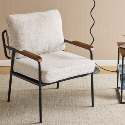 Karl Home Modern Accent Chair Armchair For Living Room White