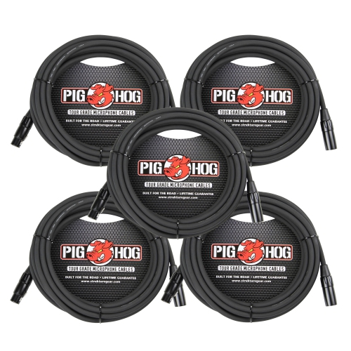 PIG HOG  High Performance 8MM Xlr Microphone Cable, 25 Ft Phm25 - 5 Units