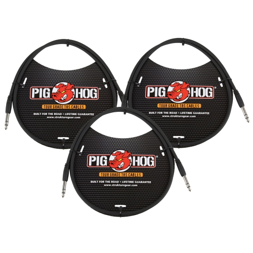 PIG HOG  3Ft 1/4" Trs - 1/4" Trs Cable - 3 Units