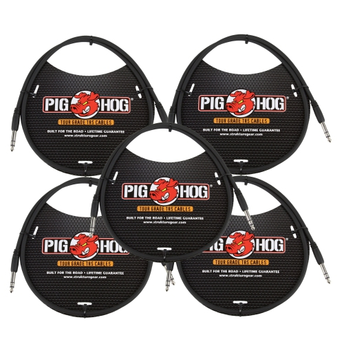 PIG HOG  3Ft 1/4" Trs - 1/4" Trs Cable - 5 Units