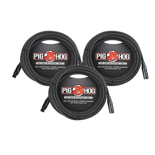 PIG HOG  High Performance 8MM Xlr Microphone Cable, 25 Ft Phm25 - 3 Units