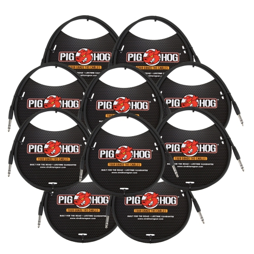 PIG HOG  3Ft 1/4" Trs - 1/4" Trs Cable - 10 Units