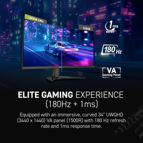 MSI 34" MAG 346CQ LCD UWQHD 180Hz 1ms Adaptive Sync Gaming Monitor with HDR ready - Metallic Black