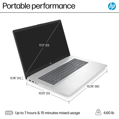 Portable à écran HD+ de 17 6 po de HP - Core i3 N305 d'Intel, DDR4 SSD 16 Go 256 Go PCIe, Windows 3 Famille, Wi-Fi 11, Bluetooth, HDMI