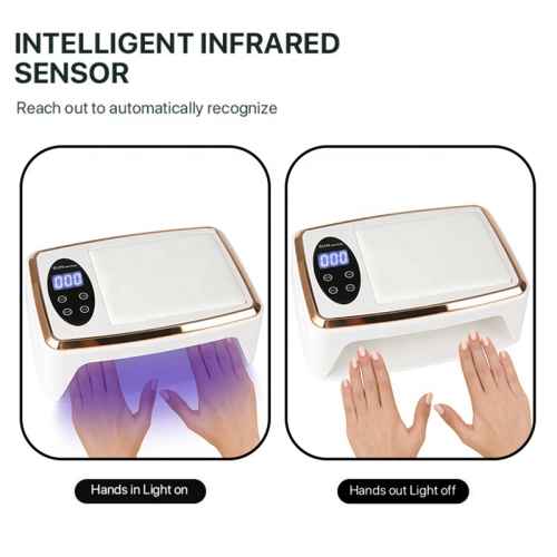 LED Nail Lamp, 380W Hand Pillow Nail Lamp with LED Display, 90 Lamp Chips 4 Timer Nail Dryer Light for Gel Polish for Salon