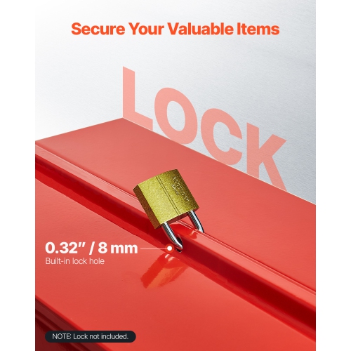 VEVOR 18-inch Metal Tool Box, 3-Tier 5-Tray Portable Folding Tool Chest Organizer with Handle & Lock Hole, Powder Coated Steel, Cantilever Toolbox