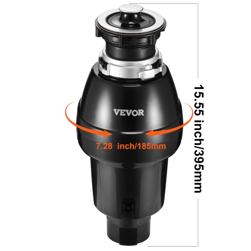 VEVOR 3/4HP 3250RPM Garbage Disposal, Continuous Feed Food Waste Disposer, EZ Connect Food Waste Grinding System with Sound Reduction, Power Cord &