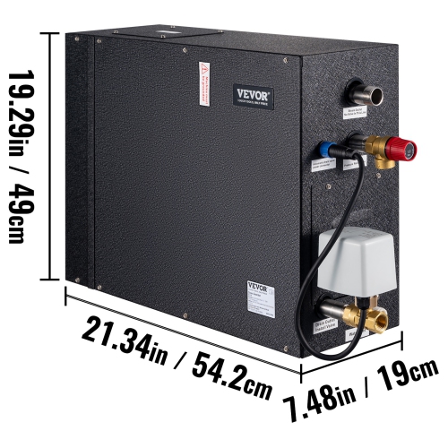 VEVOR 12KW Steam Shower Generator, Segmented Heating & Temperature Customization & 24h Timer Steam Kit, Automatic Drainage Home Steam Shower System