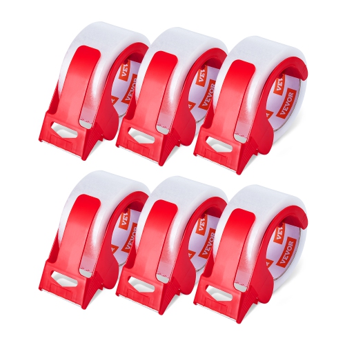 VEVOR  6 Rolls Clear Packing Tape, 3 Inches Core, 1.88 Inches X 65 Yards Packing Tape w Dispenser, 2.7 Mil Heavy Duty Packaging Tape Designed For