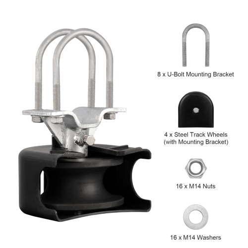 VEVOR 4 Track Sliding Gate Kit, Rolling Gate Hardware Kit w/ U-Shaped Wheel Groove for Cantilever Sliding Gates and Rolling Door, Sliding Gate