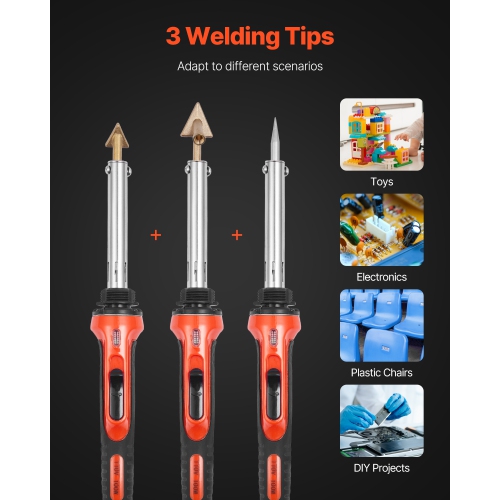 VEVOR 60W/100W Plastic Welder Kit,Dual-Power Welding Soldering Iron with 3 Welding Tips and 20 Welding Rods,Professional Repair Welding Tool for Car